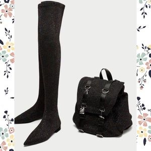Zara Pointed toe Over the Knee Glitter Boots